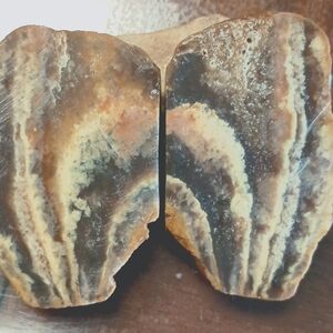 Beautiful Banded Agate Brown striped Rock 2 piece set.